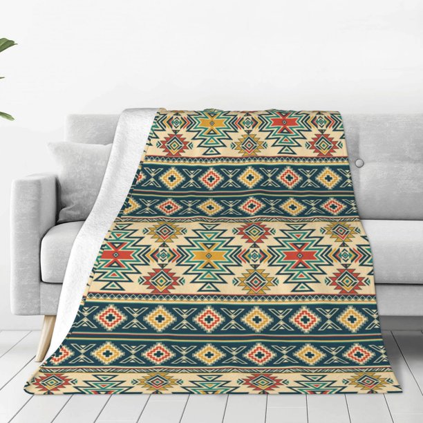 Balery Traditional Tribal Aztec1 Manta de Felpa Suave y Acogedora – Cobija de Franela Aterciopelada para Cama, Lavable y Cálida para Sofá, Mascotas, Transpirable-80"x60"