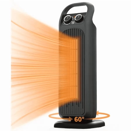 Vebreda 1500W PTC Electric Space Heater for Indoor Use, 60° Oscillating Fast Heating Heater for Home & Office