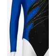 thumbnail image 6 of Zaldita Kids Girls Long Sleeve Shiny Gymnastics Leotard Athletic Ballet Dance Bodysuit Unitard Dancewear Activewear Blue 14, 6 of 7