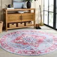 thumbnail image 2 of SAFAVIEH Martha Stewart Sunny Medallion Machine Washable Area Rug, Red/Blue, 6' x 6' Round, 2 of 11