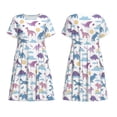 thumbnail image 3 of Bixox Robe d'Été à Manches Courtes pour Femmes Robe Ample Longueur Genou avec Poches-Dinosaure, 3 of 7