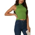 thumbnail image 4 of INSPIRE CHIC Women's Mock Neck Knit Sleeveless Casual Trendy Ribbed Pullover Tank Tops S Green, 4 of 6