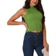 thumbnail image 4 of INSPIRAR CHIC Camiseta sin mangas de punto con cuello alto para mujer, casual, moderna, de canalé, color verde, talla M, 4 of 6