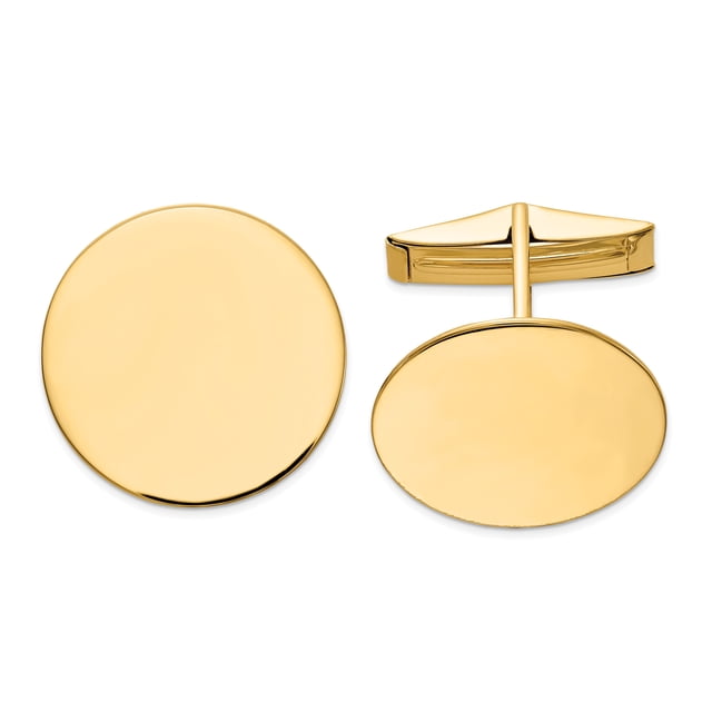 14k Yellow Gold Mens Circular Cuff Links Link Collar Stay For Dad Mens For Him