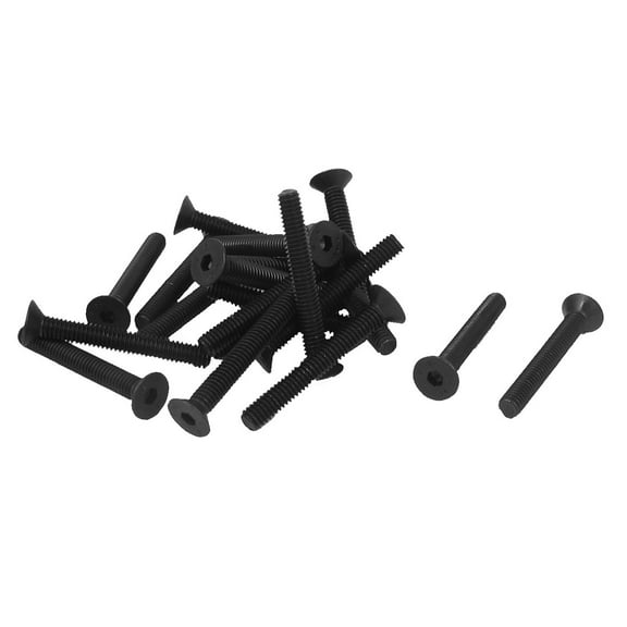 Uxcell M4 x 30mm Metric Hex Socket Countersunk Flat Head Screw Bolts Black (20-pack)