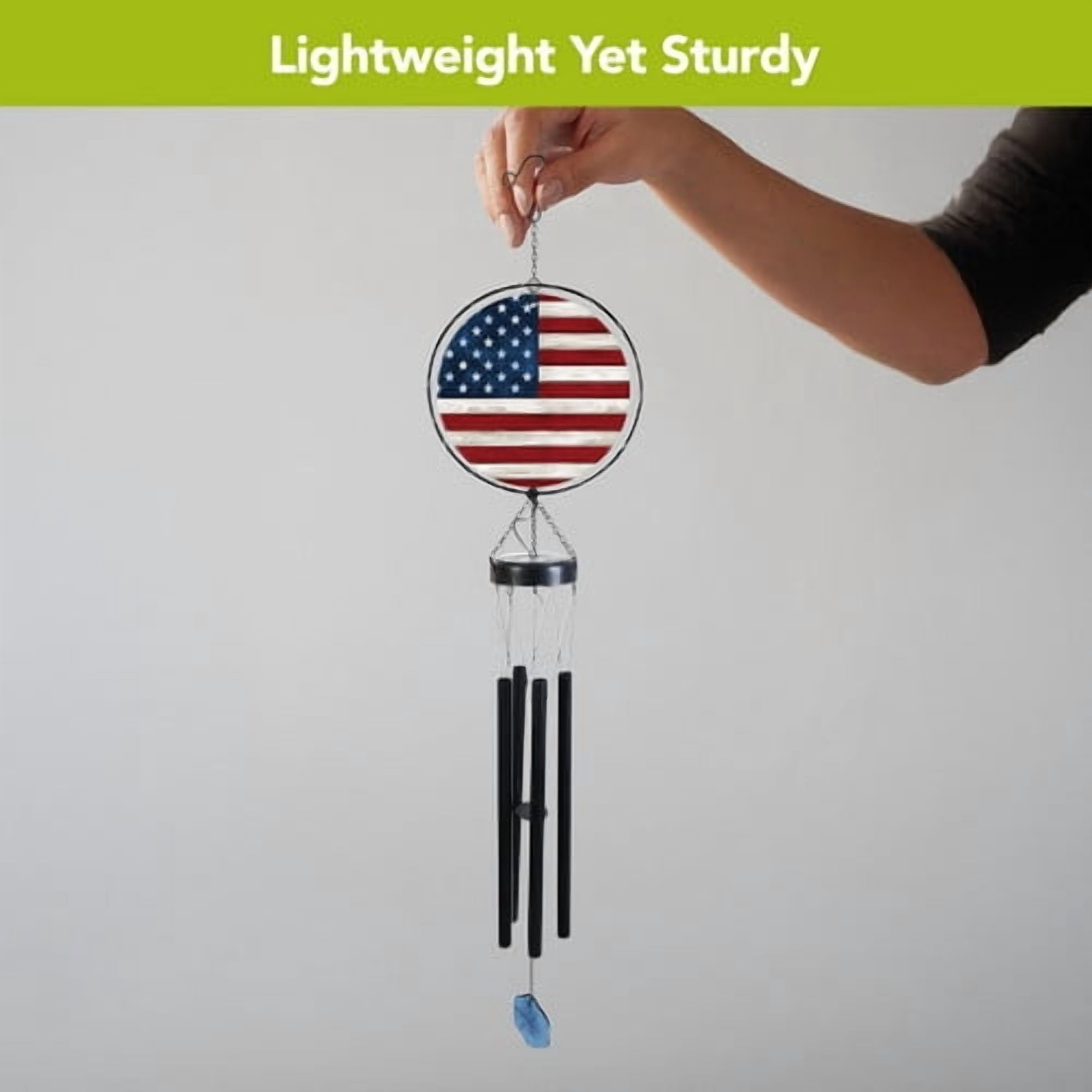 Briarwood Lane Wood American Flag Illuminated Wind Chime