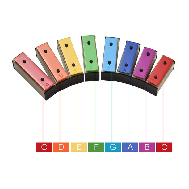 Cymbales en bois - xylophone pour enfants, couleurs de l'arc-en-ciel