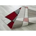 thumbnail image 4 of HR HANDCRAFT RUGS HR Color Block / Geometric /Linear Contemporary Hand Carved Area Rug Red - 5' x 7', 4 of 5