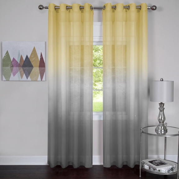Ergode Rainbow - Single Grommet Window Curtain Panel - 52x63 Grey