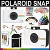polaroid snap instant print camera gift bundle + zink paper (30 sheets) + snap themed scrapbook + pouch + 6 edged scissors + 100 sticker border frames + color gel pens + frames + accessories