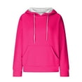 thumbnail image 5 of Kaprioy Long Sleeve Tops For Women Hoodies Casual Drawstring Waffle Pullover Tops Loose Hooded Sweatshirt with Pocket Hot Pink, M, 5 of 6