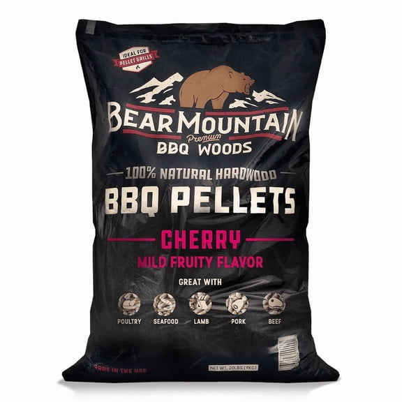 All-Natural Hardwood Cherry Smoker Pellets, Fruity Smoky BBQ Grill Pellets for Pellet Grills, Smokers and Outdoor Grills, 20 lb