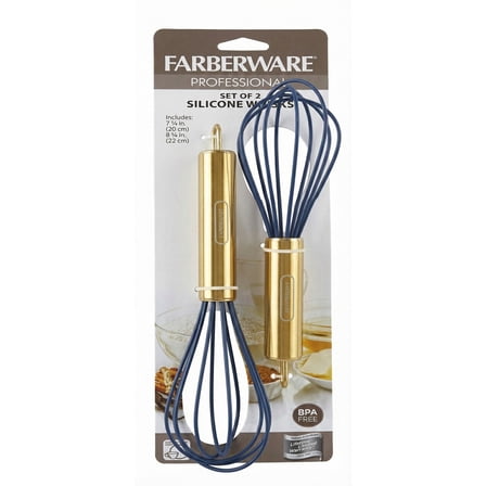Farberware Silicone Mini Whisks, Set of 2 - Heat Resistant up to 500°F, Hand Held Manual Whisk for Food Prep - Small Kitchen Tools for Mixing Eggs, Sauces, Baking, Batters