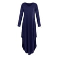 thumbnail image 2 of Vestido maxi informal de manga larga con abertura lateral y bolsillos para mujer XL azul, 2 of 6