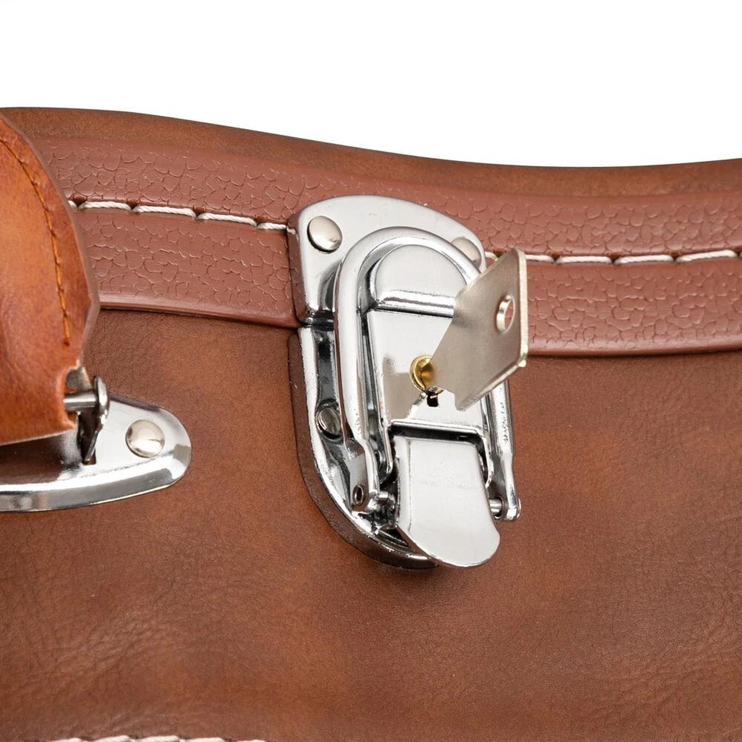 Dark Brown Lockable Hard-Shell Guitar Case for Les Paul LP Guitars, Faux Leather