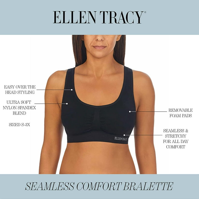 Ellen Tracy Women's Seamless Built Up Bra With Logo 2-Pack
