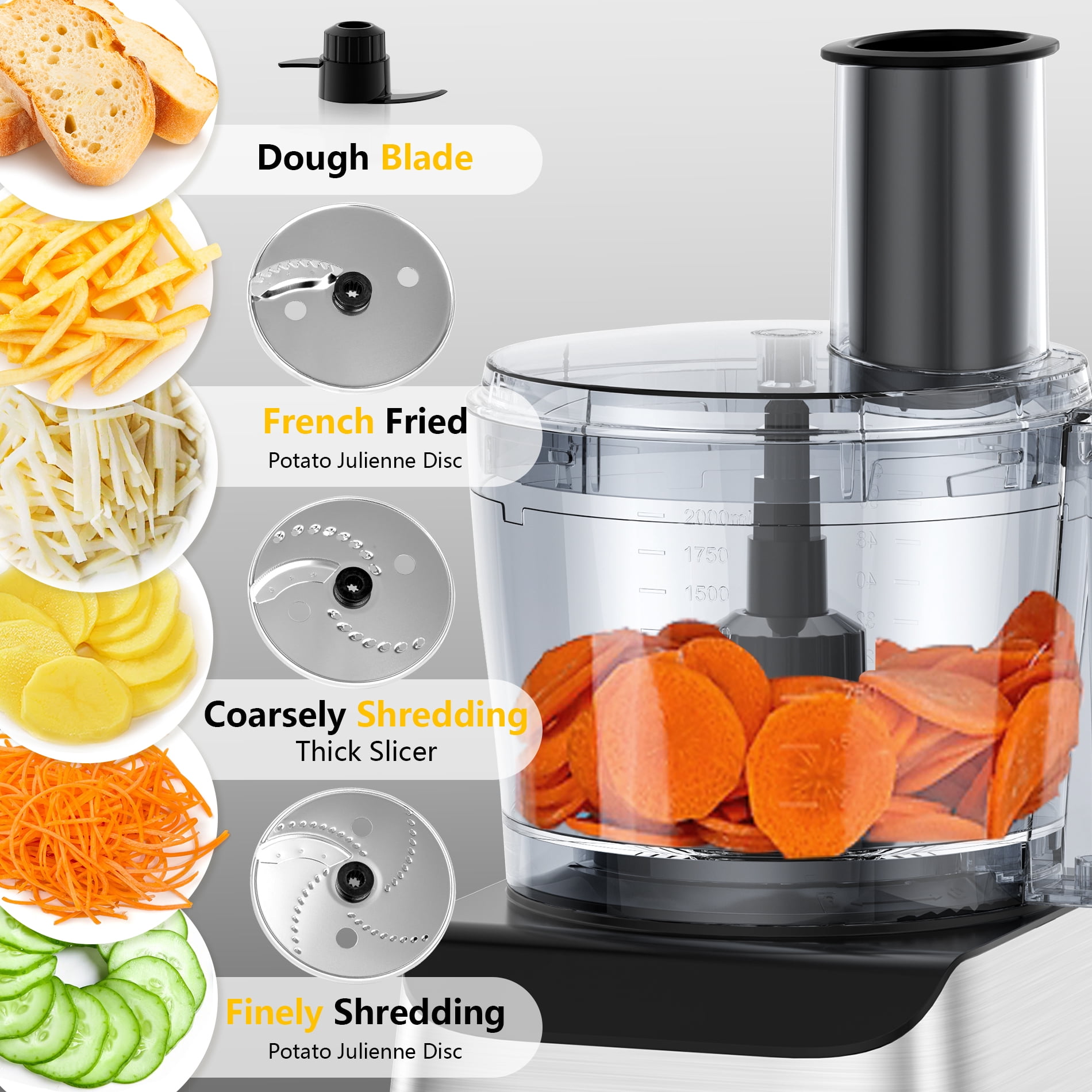 PANTI 12 Cups Food Processor & Vegetable Chopper for Slicing,Shredding,Mincing,Puree,Mixing and Doughing, + Easy Clean Bowl Scraper