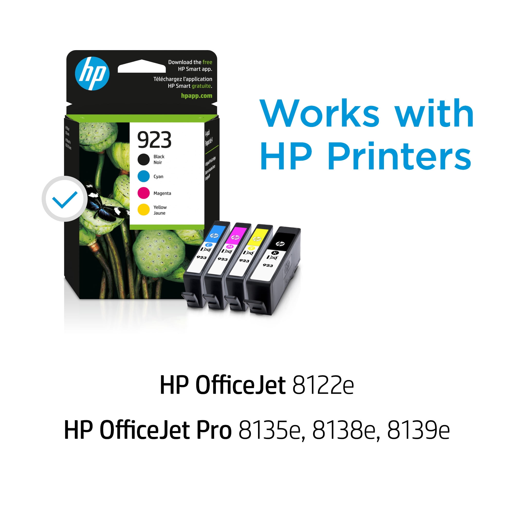 HP 923 CMYK Original Ink Cartridge 4-Pack, ~500 pages K, ~400 pages C/M/Y,