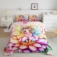 thumbnail image 2 of Manfei Colorful Flower Floral Full Size Comforter Sets,Cute Cartoon Elf Bedding Comforter Set,Kawaii Butterfly Bedding Sets Girls Kids,Super Cozy Room Decor Reversible,3 Pieces, 2 of 8