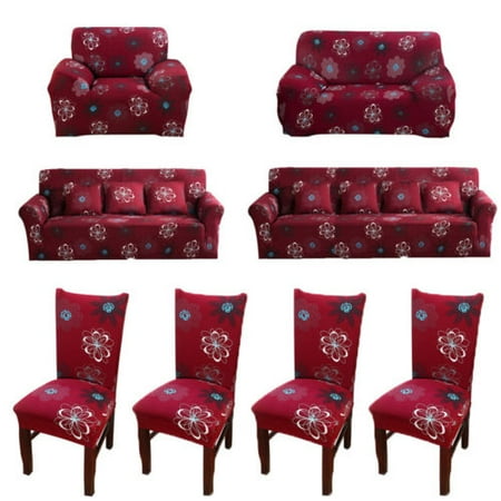 Floral Furniture Slipcover - Stretch Sofa Covers 1/2/3/4 Seater Sofa Cover, Loveseat Cover, Chair Cover Furniture Protector Elastic Fabric Soft Couch Slipcovers (Red Floral)