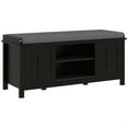 thumbnail image 3 of Demi Bonn 44" Modern Storage Ottoman Bench, Entryway Bench with Pillow, 2-Sided Doors, 10 Pairs Capacity for Home Organization, Black, 3 of 11