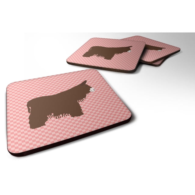 "Treasures Poitou Poiteuin Donkey Pink Check Decorative Coasters, 3.5"", Multicolor" Caroline's Treasures BB7852FC