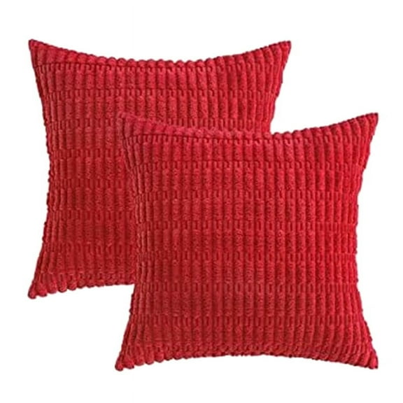 Pack of 2 Red Corduroy Decorative Throw Pillow Covers Soft Boho Striped Pillow Covers Modern Farmhouse Home Decor