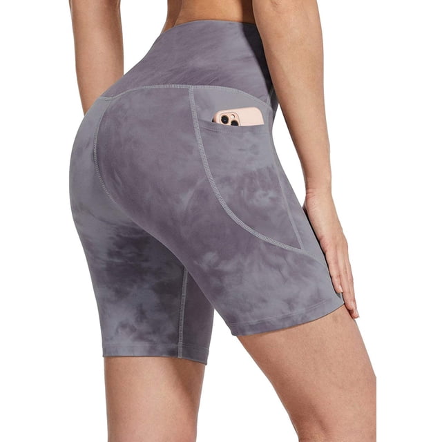 Pantalones cortos de mujer, mallas deportivas de cintura alta, pantalones cortos deportivos para correr, pantalones de yoga, pantalones deportivos con bolsillo Adepaton WRMH-1347-1