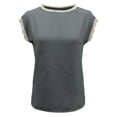 thumbnail image 4 of Women's Classic Loose Fit Solid Lace Trim Sleeveless Blouse with Round Neckline for Daily and Wear, S, Grey, 4 of 5