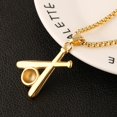 thumbnail image 3 of HZMAN Baseball and Baseball Bat Cross Sports Stainless Steel Pendant Necklace 24'' Chain (Gold), 3 of 7