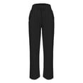 thumbnail image 6 of Sewkxo Pants Womens Sherpa Linen Drawstring Elastic Waist Trousers Spring Summer Casual Loose Lounge Trouser with Pockets,Black S, 6 of 6