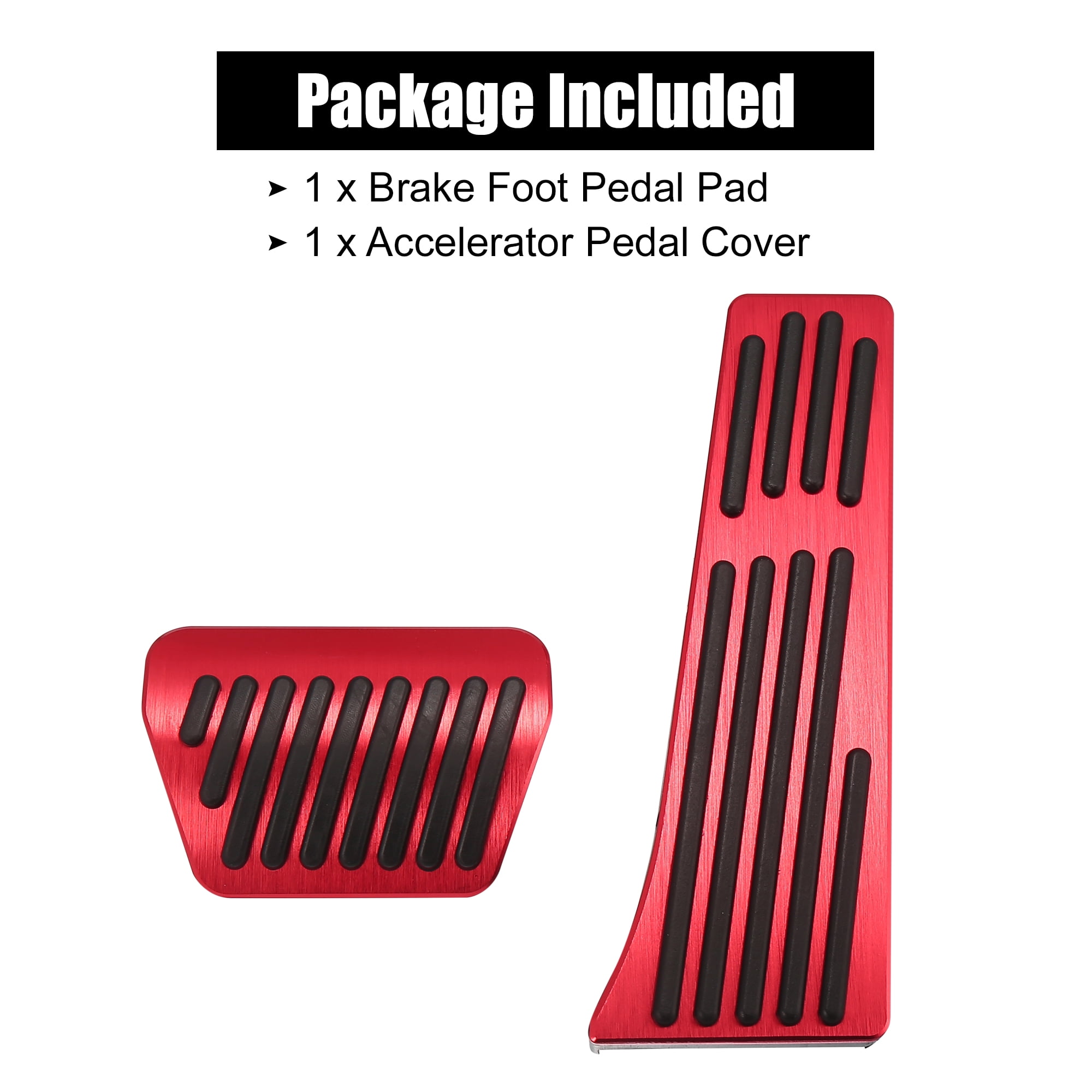 Unique Bargains Red Brake and Gas Pedal Covers Kit No Drilling Aluminum Alloy Pads for BMW