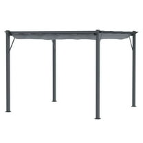 10x10 Patio Pergola - Gray Aluminum Outdoor Structure w/Retractable Canopy