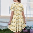 thumbnail image 5 of XADYUY Summer Dress for Girls 7-8 Casual A-Line Short Sleeve Girls Tshirt Dresses Floral Print Crew Neck Sundresses Summer Swing Skirt with Pockets,7-8Years,Yellow, 5 of 6