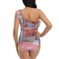 thumbnail image 5 of Sikiie Pastel Pink Beach Cafe Print Women One Piece Swimsuits Tummy Control One Shoulder Bathing Suits Ruffle Swimwear, From S to XXL-XX-Large, 5 of 6