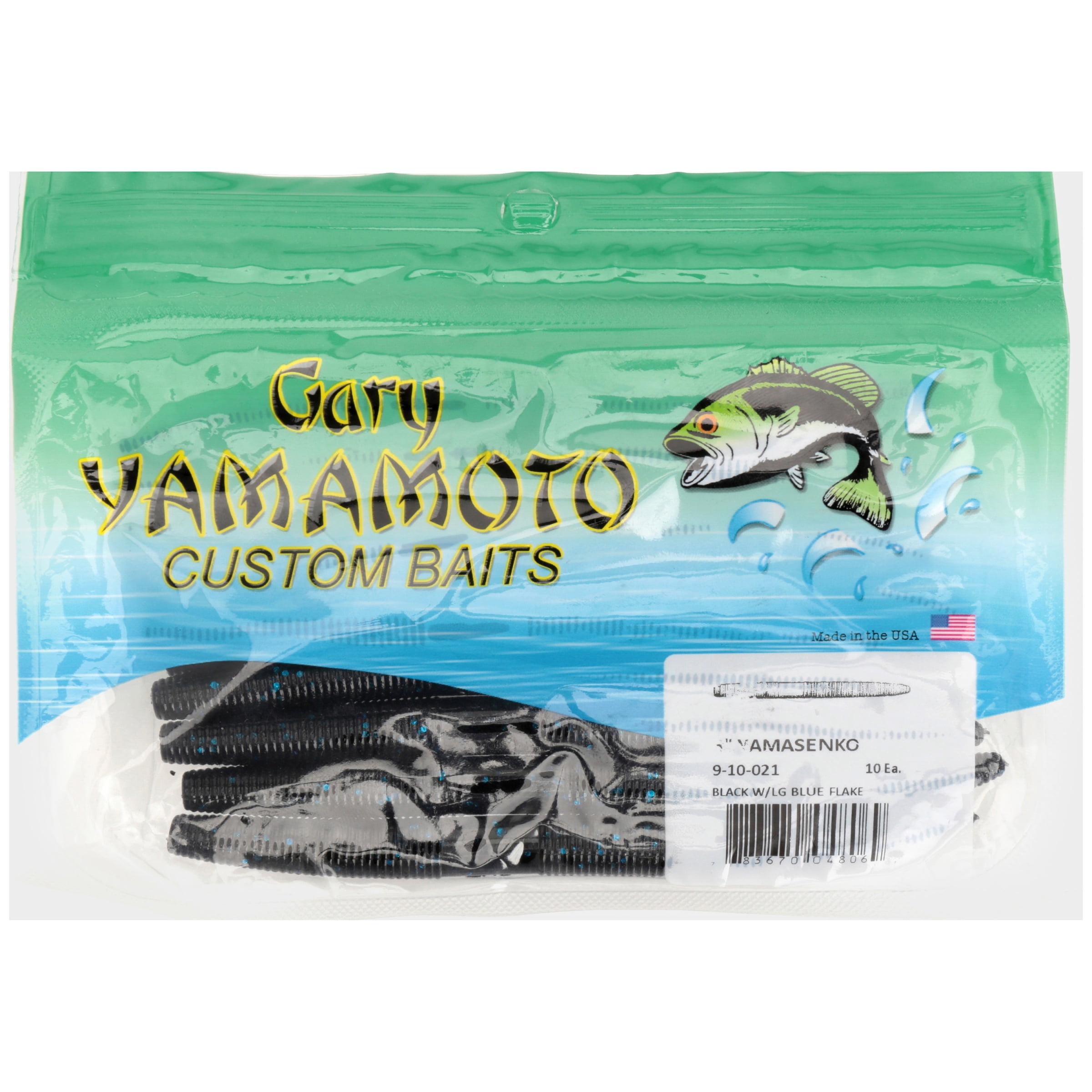 Gary Yamamoto Custom Baits 5 Senko Worm, Black with Light Blue