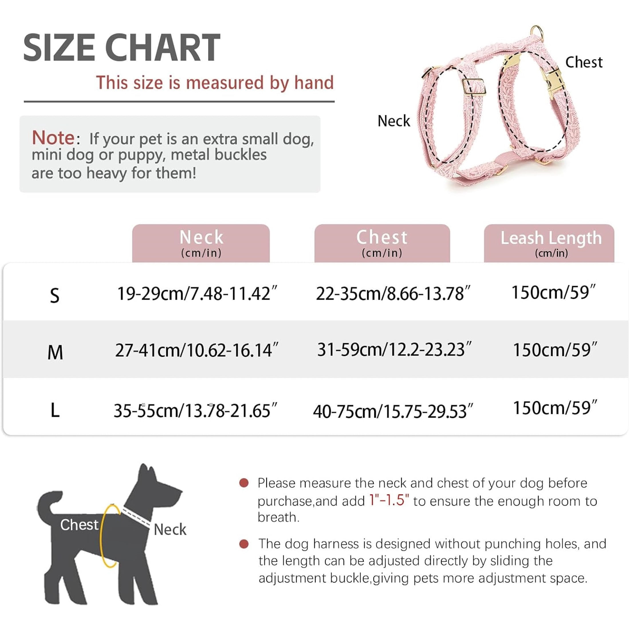 HQREA Embroidered Dog Harness and Leash Set, Easy Walk No Pull Dog Harness with Handle & Bow for Female Dogs
