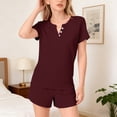 thumbnail image 5 of Ruyang 2 Piece Outfits for Girls Solid Button Short Sleeve Tops and Wide Leg Shorts Sets Summer Athletic Jogger Clothes, 5 of 9