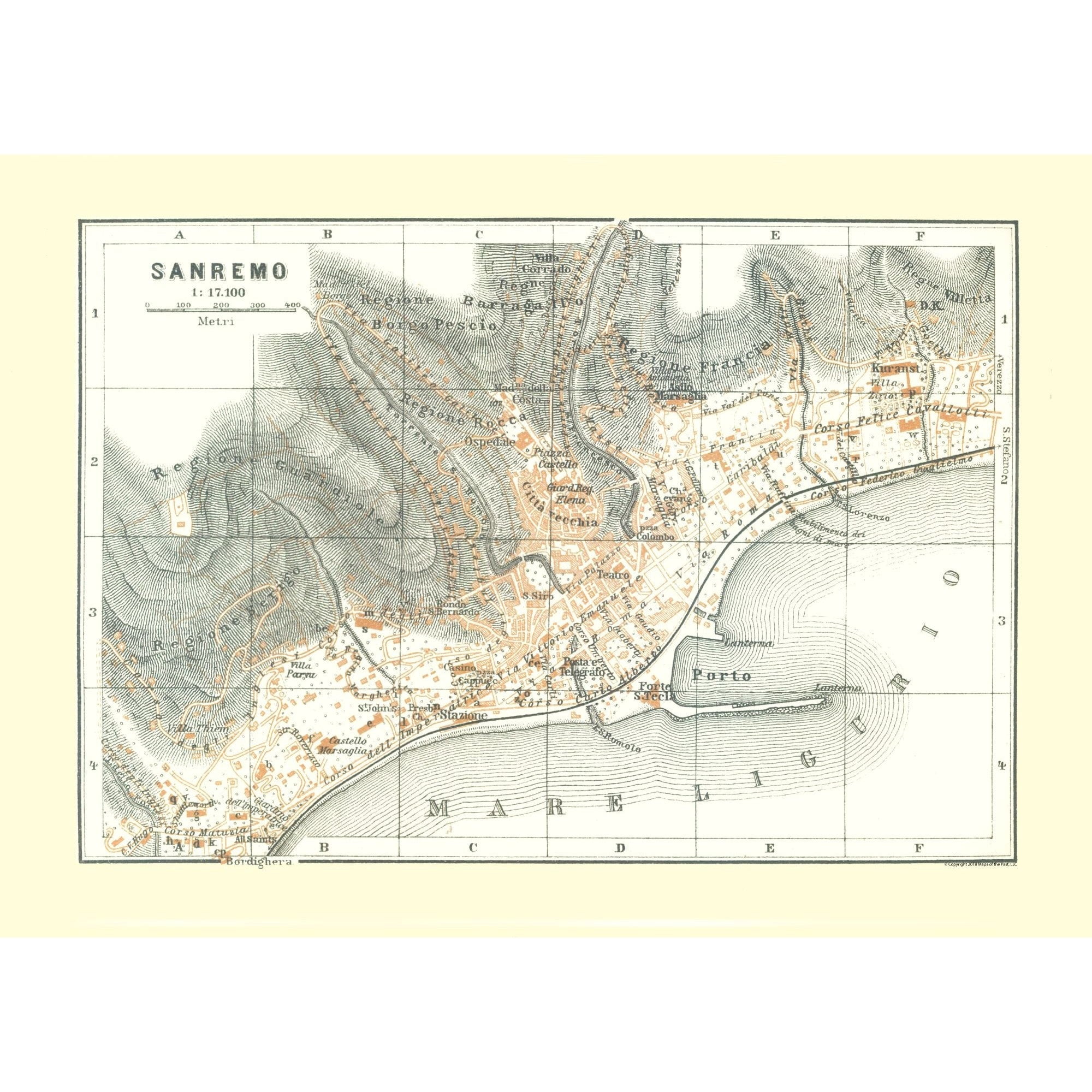 Carte Historique Lucques Italie 1914 Bertarelli - Reproduction 31,28 X 23 Cm, Vintage