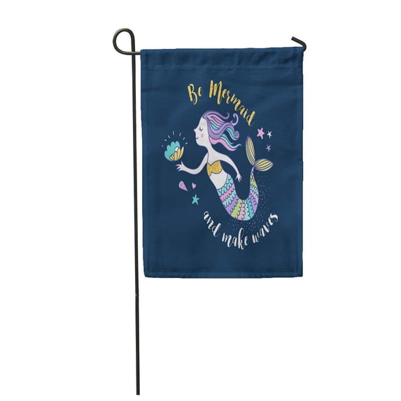 SIDONKU Blue Dolphin Under The Sea Little Mermaid Fishes and Starfish Collection Garden Flag Decorative Flag House Banner 28x40 inch