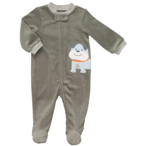 Carter's Terry Snap - Grey Solid Dog-9M