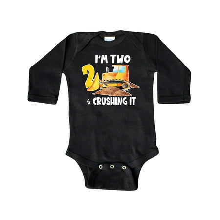 

Inktastic I m 2 and Crushing It Construction 2nd Birthday Gift Baby Boy or Baby Girl Long Sleeve Bodysuit