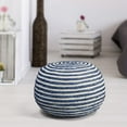 thumbnail image 3 of LR Home Savanna Round Blue/White Striped Indoor Pouf Ottoman, 20" H x 14" W, 3 of 6