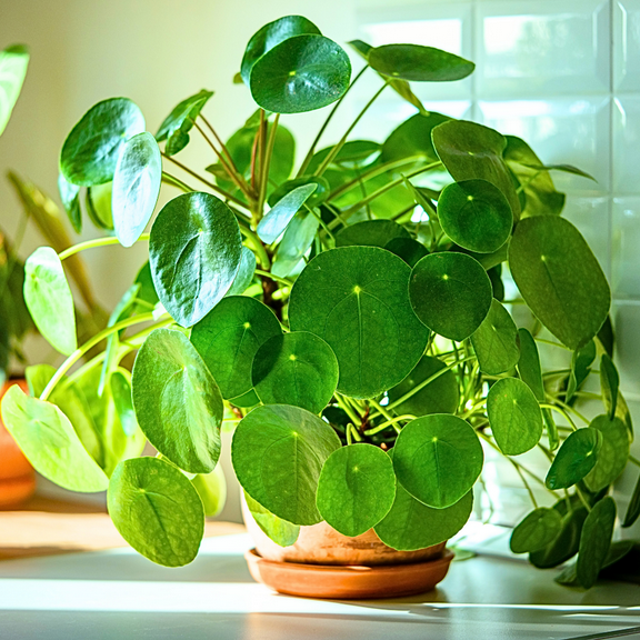 Money Plant, Pilea Peperomioides Live Plant, Peperomia pilea, 2 inch Pot for Indoor Houseplant