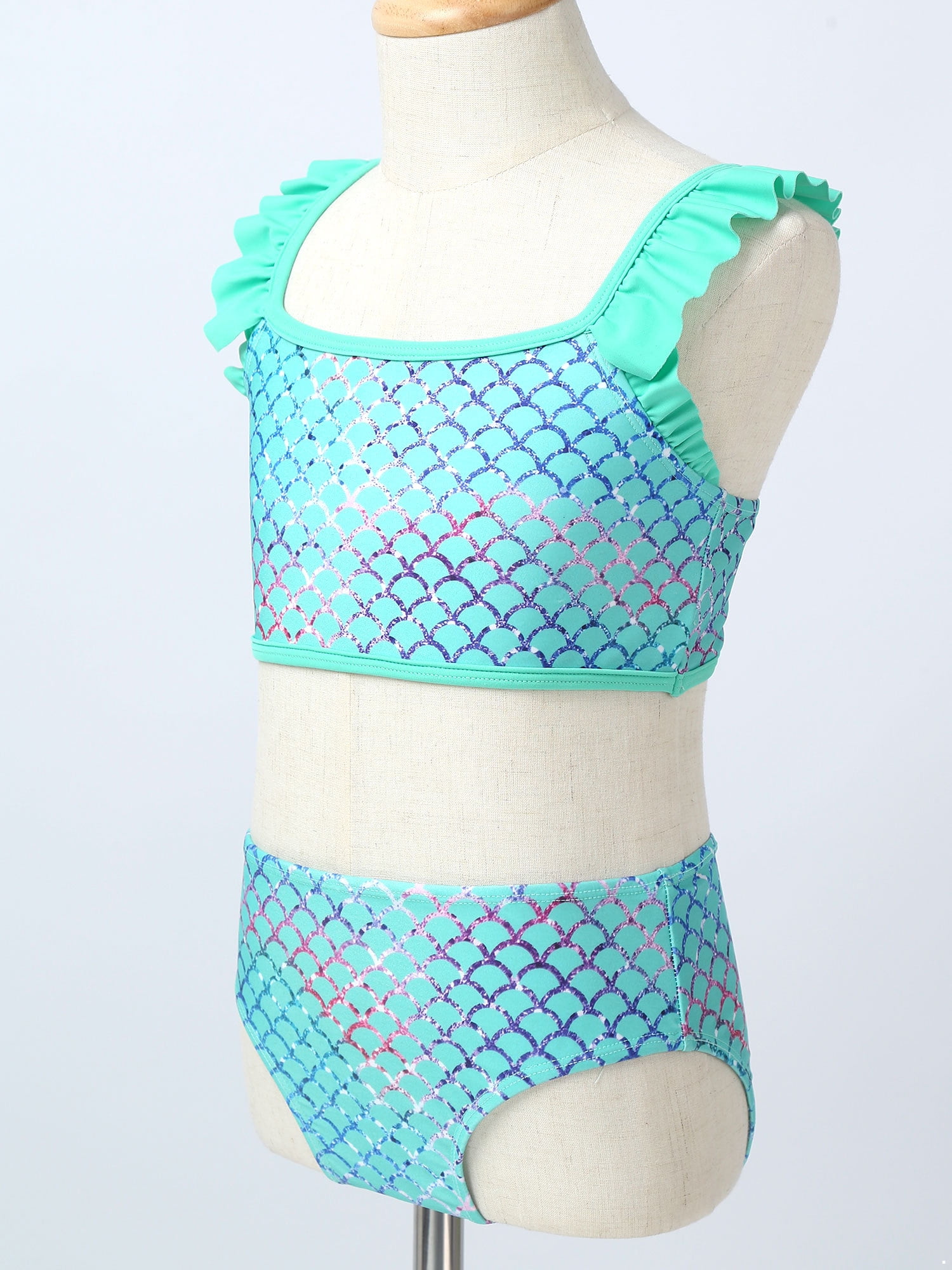 iiniim Kids Girls 2 Pieces Bikini Swimsuits Ruffled Sleeveless