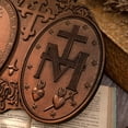 thumbnail image 2 of Miraculous Medal Medal of the Immaculate Conception - carefully carved wooden decoration for devout mothers and religious families, 2 of 5