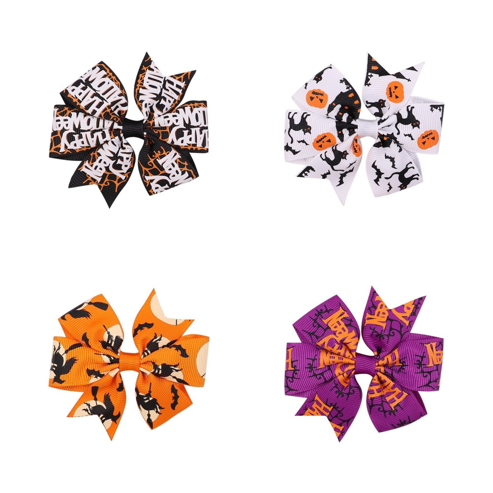 Accessor Halloween Girls 4Pcs Bow Ribbon Clips Bows Hair Halloween