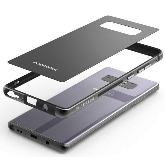 Case for Note 8, PureGear [Black] GlassBak 360 Bumper Cover with Rear Tempered Glass Panel for Samsung Galaxy Note 8 (SM-N950)