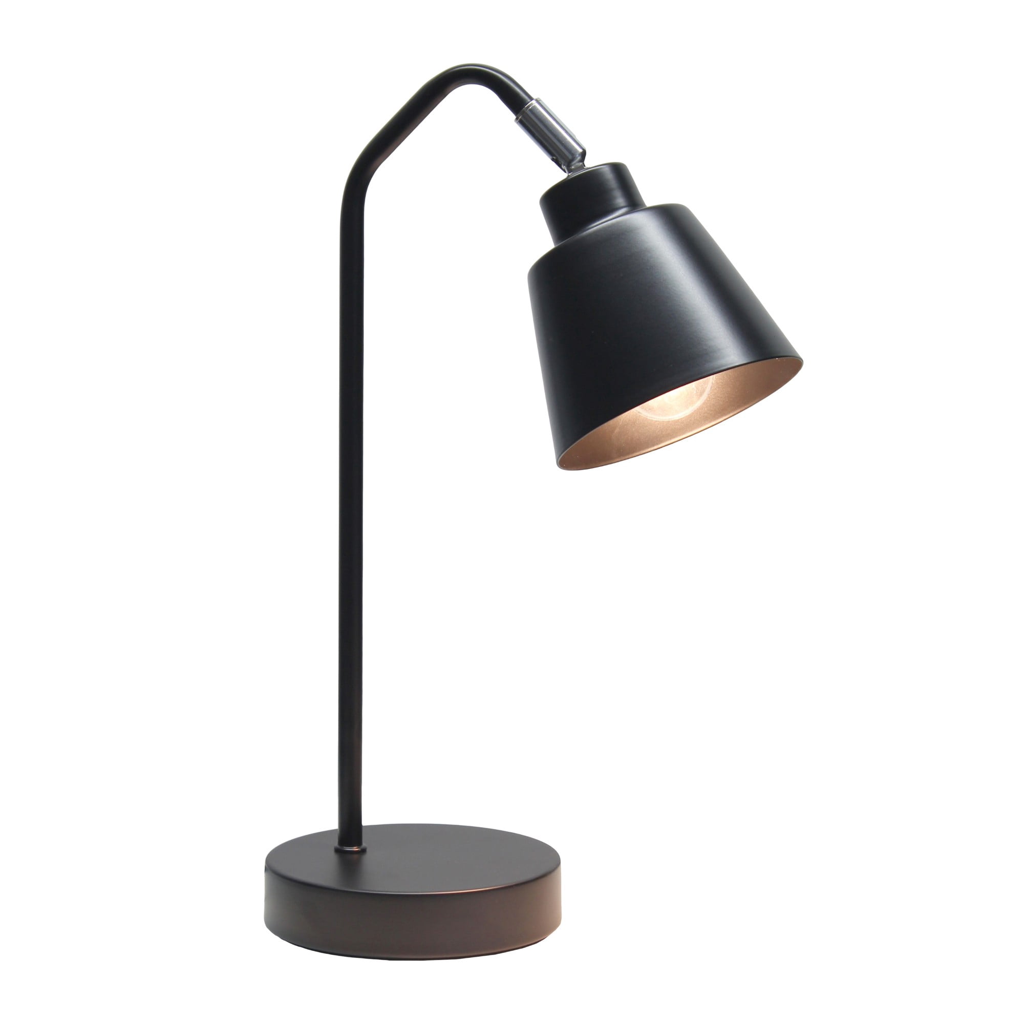Mod Lighting and Decor Angled Arm Desk Lamp with Adjustable Cone Shade - 16" - Black