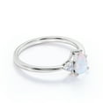 thumbnail image 4 of JeenMata 1.75 ct Teardrop Real Opal and Moissanite Tapered Engagement Ring in 18K White Gold over Silver, 4 of 7